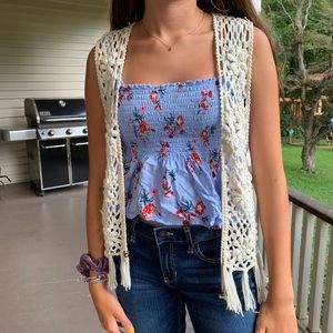 White crochet vest